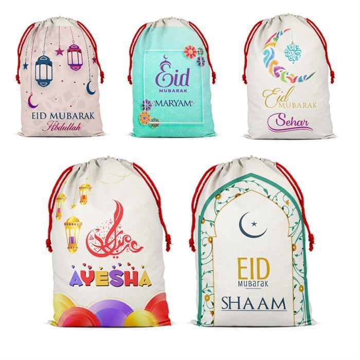 Personalised Eid Sack Bag Boy Girl eid Gift idea Stocking Bag 11