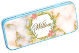 Personalised Any Name Floral Pencil Case Tin Children School Kids Stationary 25