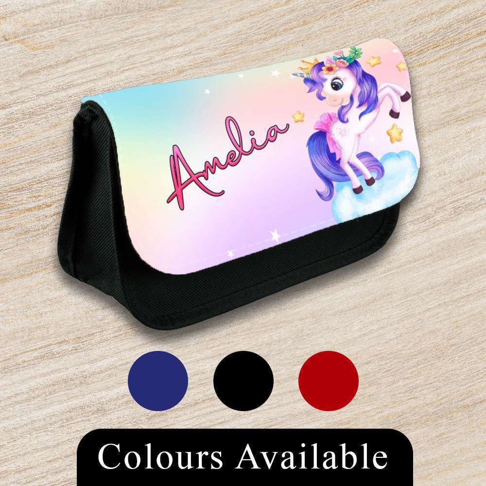 Personalised Pencil Case Unicorn Girls Boys Stationary Kids School Bag 7