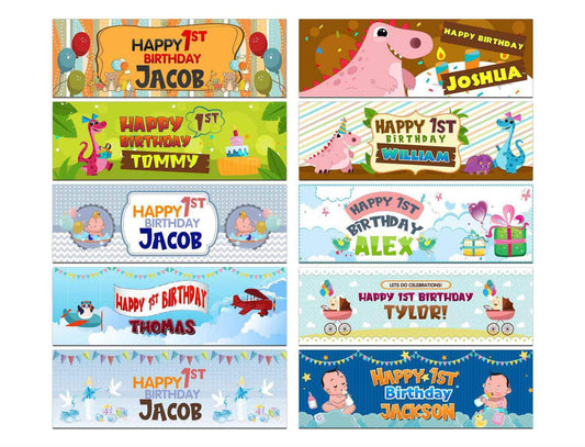 Personalised Birthday Banners Generic Design Children Kids Party Decoration 243
