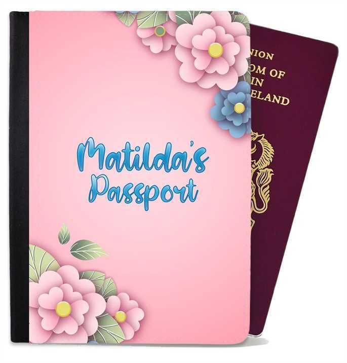 Personalised Floral Children Passport Cover Holder Any Name Holiday Accessory 28