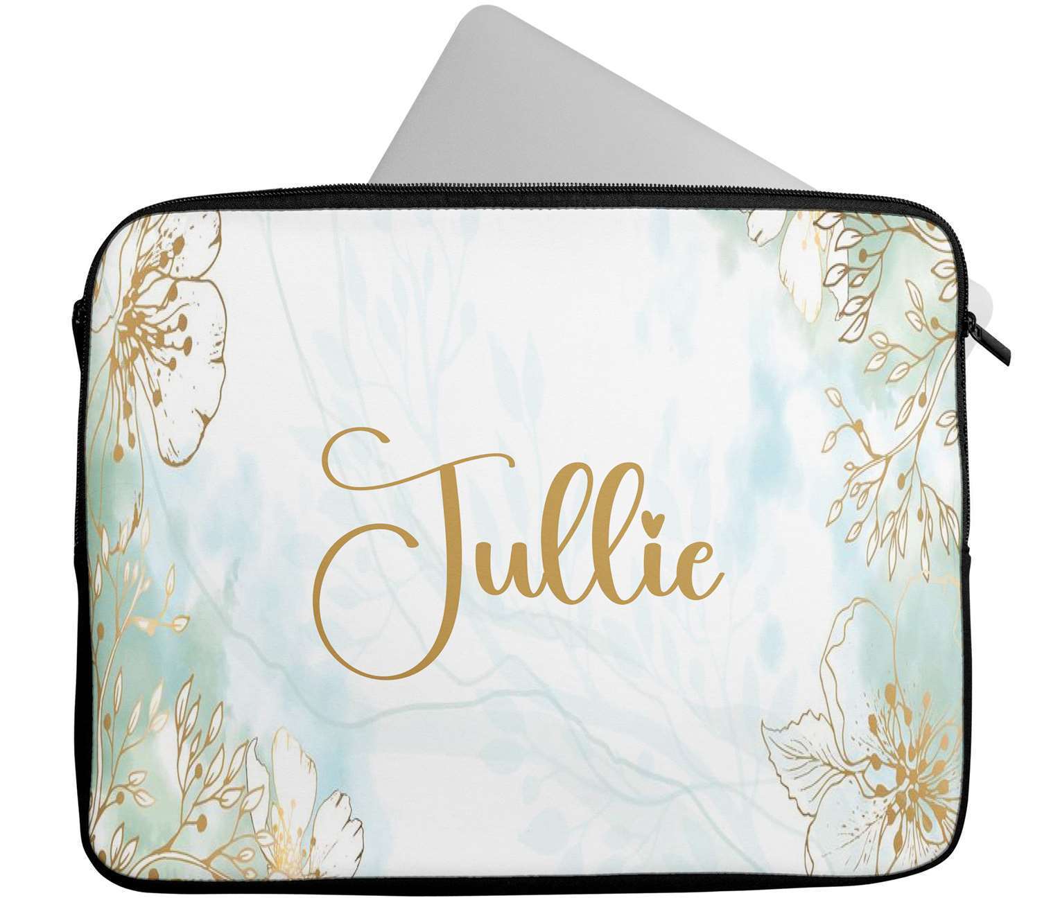 Personalised Any Name Floral Design Laptop Case Sleeve Tablet Bag 27