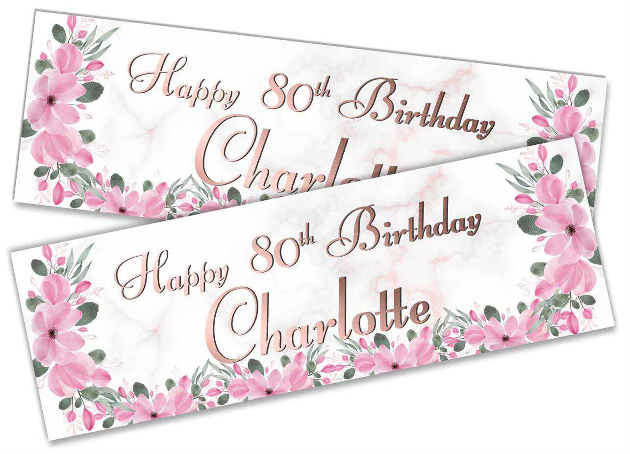 Personalised Birthday Banners Floral Design Kids adult Party Decoration 101