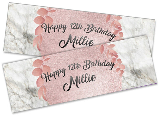x2 Personalised Birthday Banner Marble Children Kids Party Decoration 42