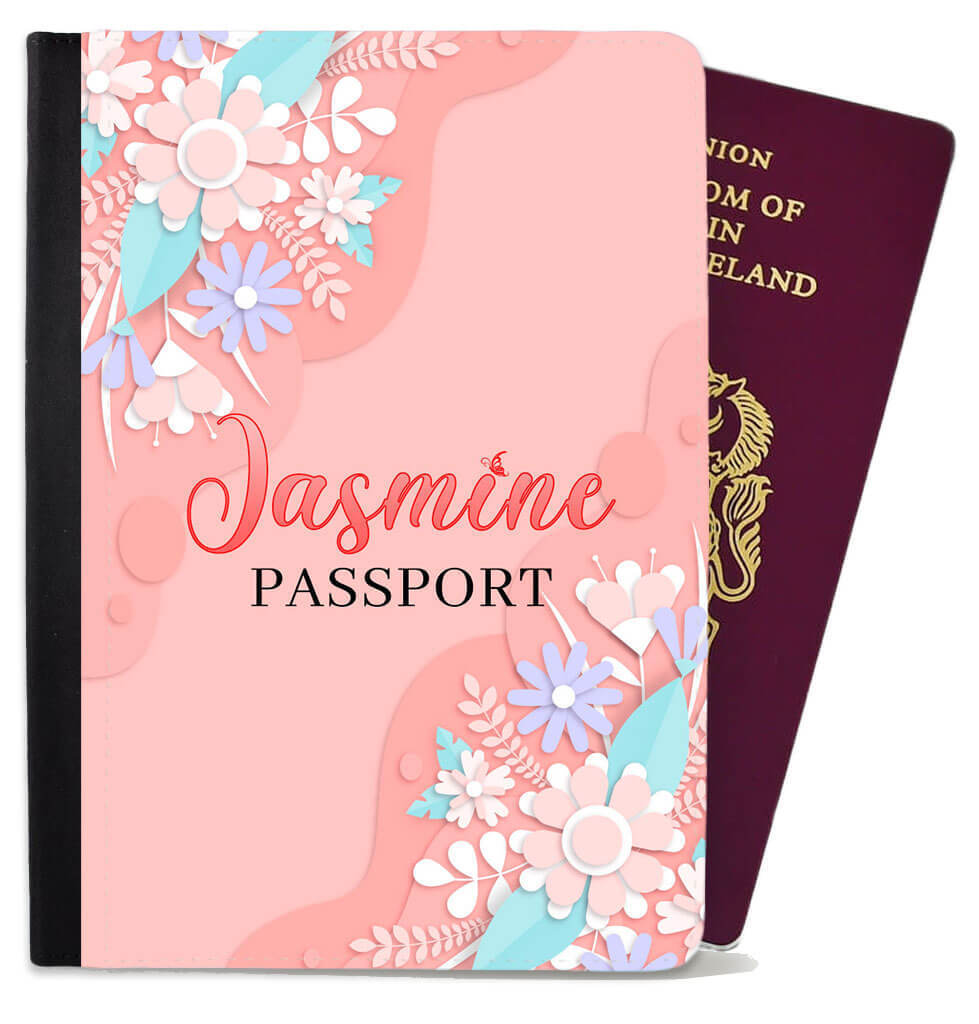 Personalised Floral Children Passport Cover Holder Any Name Holiday Accessory 17