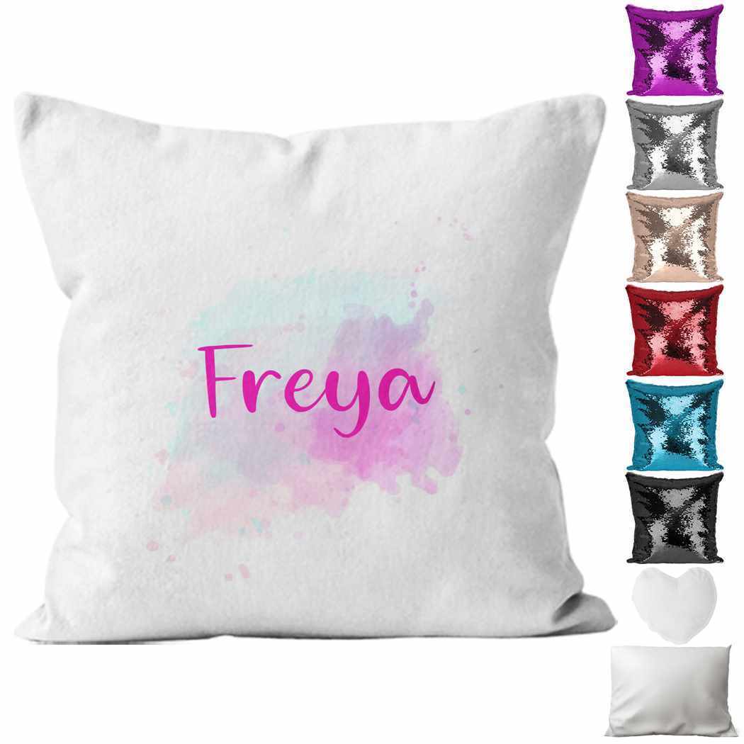 Personalised Cushion Floral Sequin Cushion Pillow Printed Birthday Gift 50