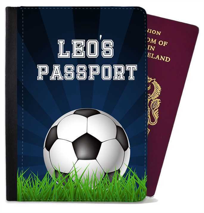 Personalised Football kids Passport Cover Holder Any Name Holiday Accessory 27
