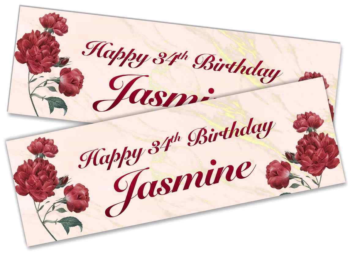 Personalised Birthday Banners Floral Design Kids adult Party Decoration 86