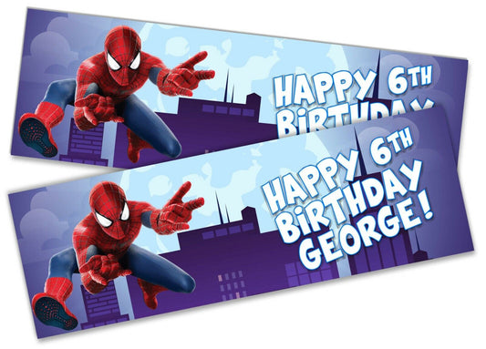 x2 Personalised Birthday Banner Spiderman Children Party Decoration Poster 1