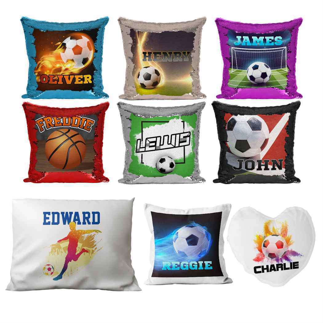 Personalised Cushion Football Sequin Cushion Pillow Printed Birthday Gift 14