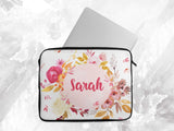 Personalised Any Name Floral Laptop Case Sleeve Tablet Bag Chromebook Gift