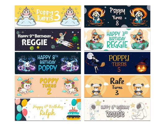 Personalised Birthday Banners Generic Design Children Kids Party Decoration 199