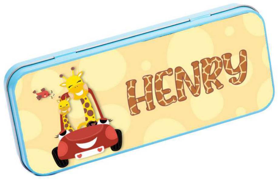 Personalised Any Name Animal Pencil Case Tin Children School Kids Stationary 4