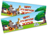 Personalised Birthday Banners Jungle Design Children Kids Party Decoration 81