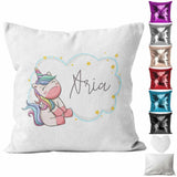 Personalised Cushion Unicorn Sequin Cushion Pillow Printed Birthday Gift 85