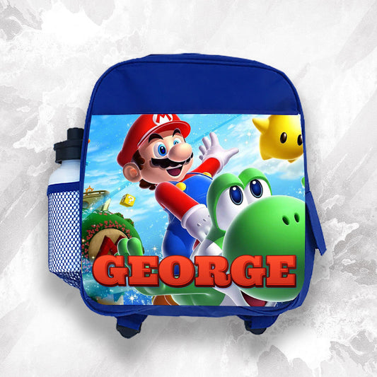 Personalised Kids Backpack Any Name Mario Boys Childrens School Bag