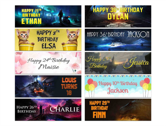 Personalised Birthday Banners Generic Design Children Kids Party Decoration 150