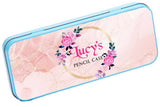 Personalised Any Name Floral Pencil Case Tin Children School Kids Stationary 25