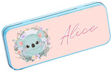 Personalised Any Name Koala Pencil Case Tin Children School Kids Stationary 21