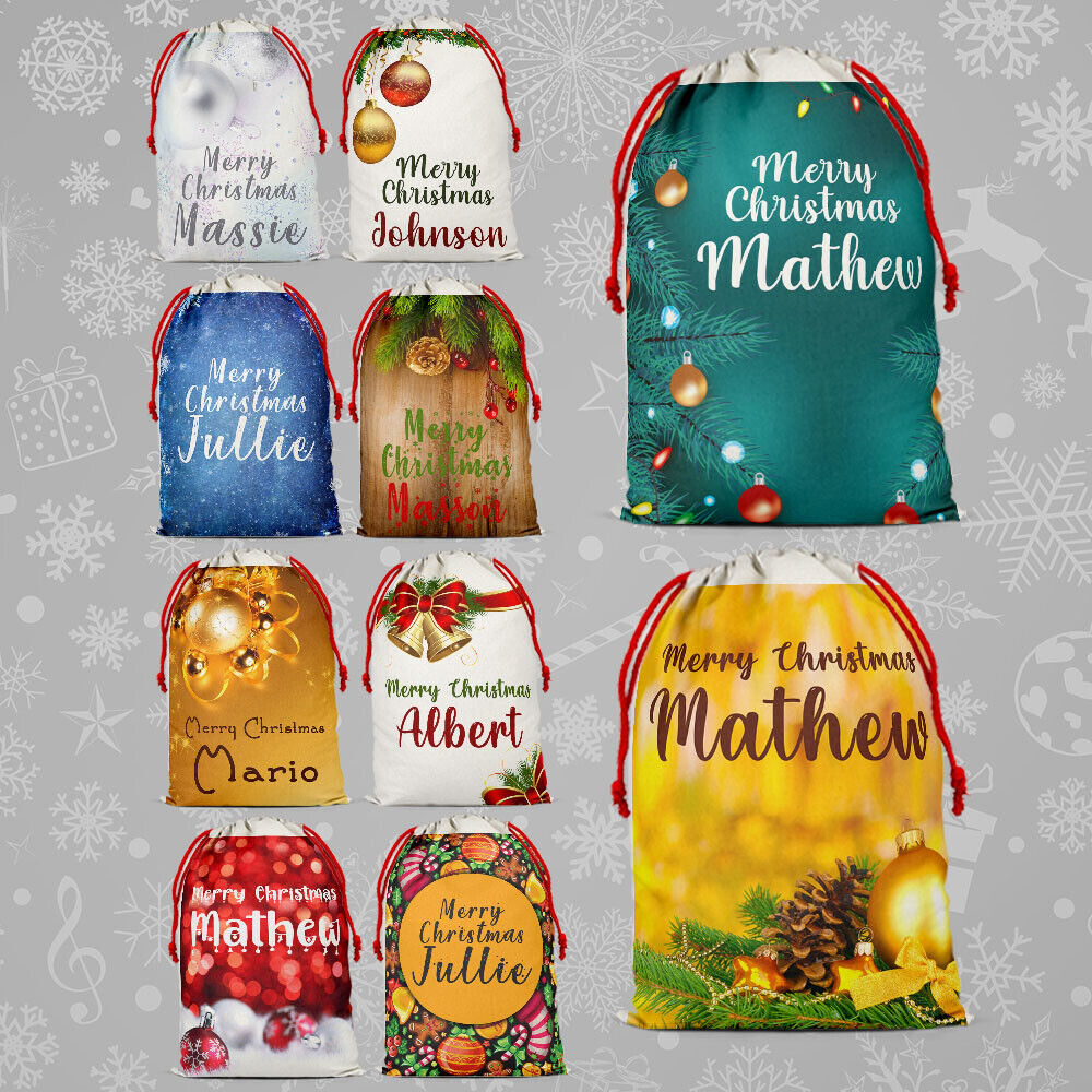 Personalised Christmas Sack Santa Bag Xmas Boy Girl Gift Stocking Bag 1