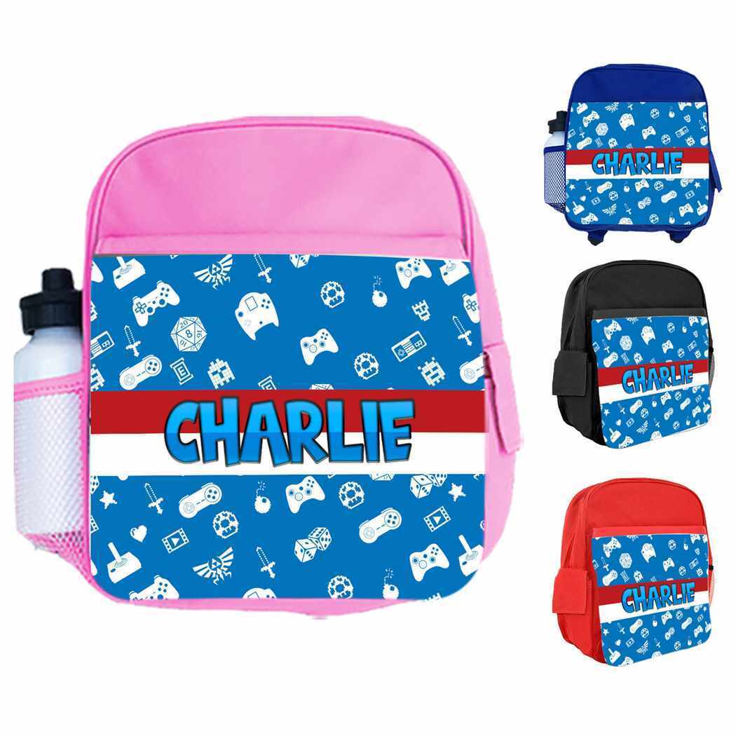 Personalised Kids Backpack Any Name Gaming Boys Girls Children School Bag 8