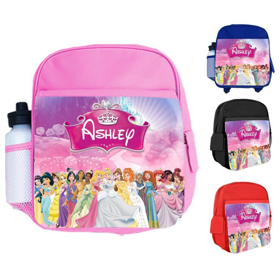 Personalised Kids Backpack Any Name Princess Design Boys Girls kid School Bag 63