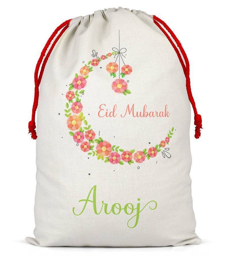 Personalised Eid Sack Bag Boy Girl eid Gift idea Stocking Bag 12