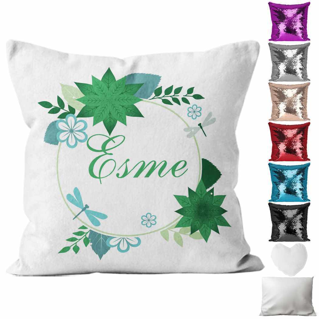 Personalised Cushion Floral Sequin Cushion Pillow Printed Birthday Gift 90