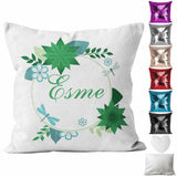 Personalised Cushion Floral Sequin Cushion Pillow Printed Birthday Gift 90