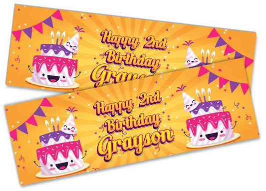 Personalised Birthday Banners Generic Design Children Kids Party Decoration 220
