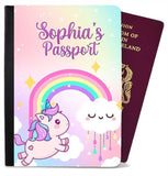 Personalised Unicorn kids Passport Cover Holder Any Name Holiday Accessory 32