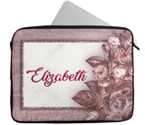 Personalised Any Name Floral Design Laptop Case Sleeve Tablet Bag 55