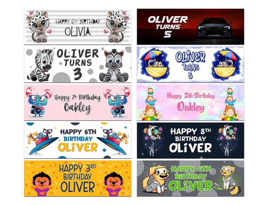 Personalised Birthday Banners Generic Design Children Kids Party Decoration 197