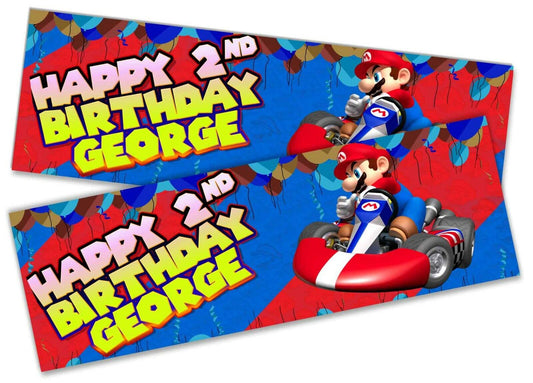 x2 Personalised Birthday Banner Super Mario Children Kids Party Decoration 11