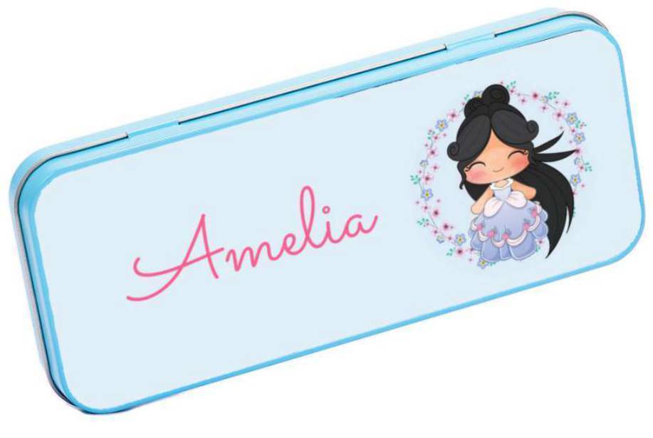 Personalised Any Name Princess Pencil Case Tin Children School Kids Stationary 1