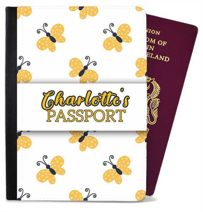 Personalised Butterfly kids Passport Cover Holder Any Name Holiday Accessory 26