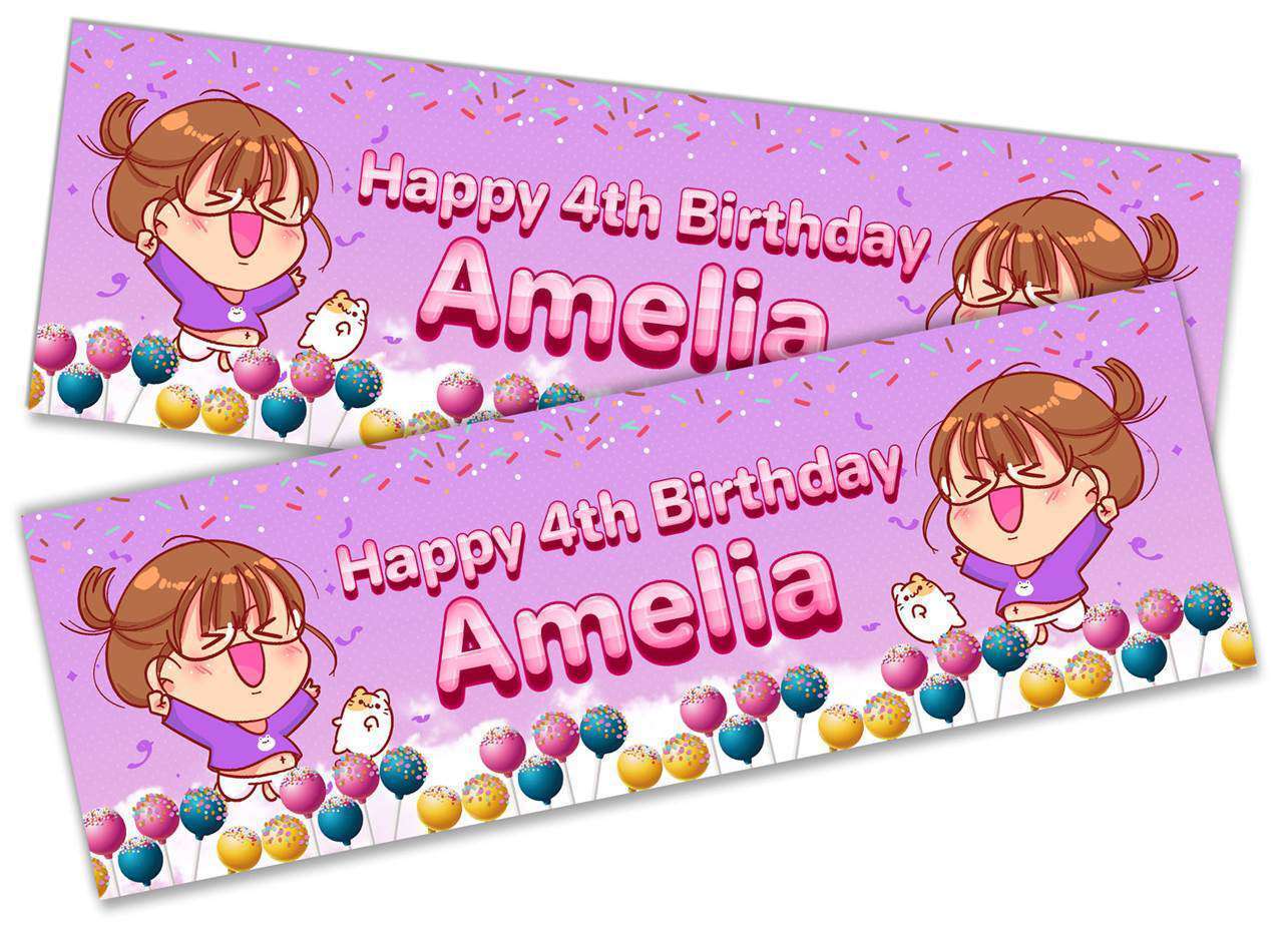 Personalised Birthday Banners Doll Design Children Kids Party Decoration 110