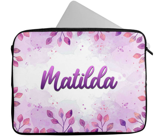 Personalised Any Name Floral Design Laptop Case Sleeve Tablet Bag 52