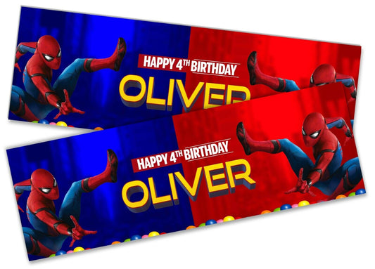 x2 Personalised Birthday Banner Spiderman Children Party Decoration Poster 3