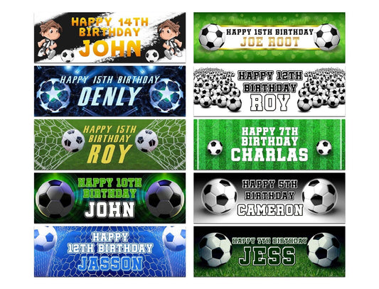 Personalised Birthday Banners Football Design Children Kids Party Decoration 31