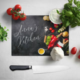 Personalised Any Name Black Seasoning Kitchen Glass Chopping Board Item Gift 1