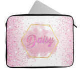 Personalised Any Name Floral Design Laptop Case Sleeve Tablet Bag 65