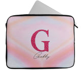 Personalised Any Name Marble Glitter Design Laptop Case Sleeve Tablet Bag 107