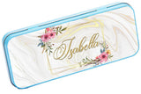 Personalised Any Name Floral Pencil Case Tin Children School Kids Stationary 25