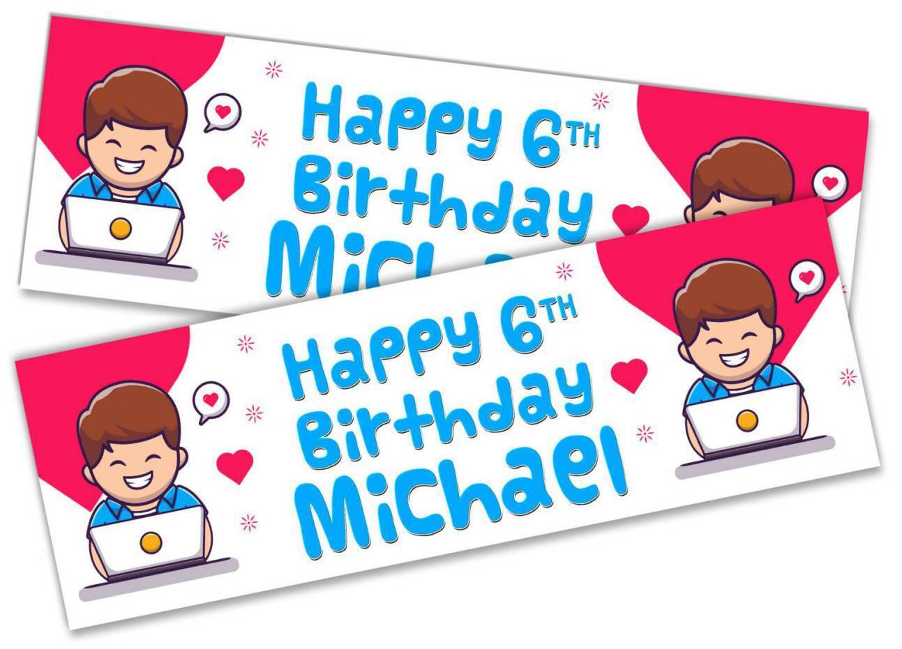 Personalised Birthday Banners Generic Design Children Kids Party Decoration 139