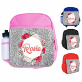 Personalised Kids Backpack Any Name Floral Design Boys Girls kid School Bag 17