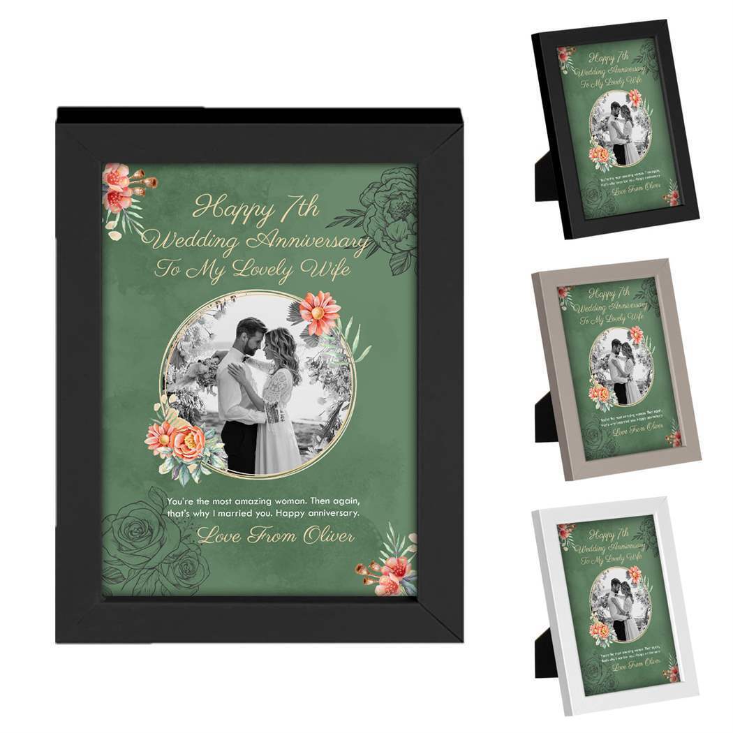 Personalised Anniversary Wooden Frames Any Image Name Wedding Gift Mr and Mrs 1