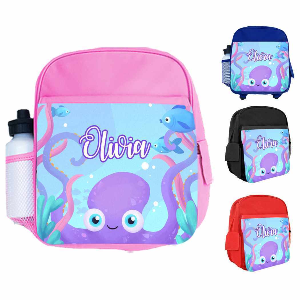 Personalised Kids Backpack Any Name Fish Design Boys Girls kids School Bag 10