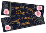 Personalised Birthday Banners Floral Design Kids adult Party Decoration 86