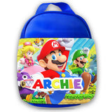 Personalised Mario Kids Blue Lunch Bag Any Name Children School Snack Box 28